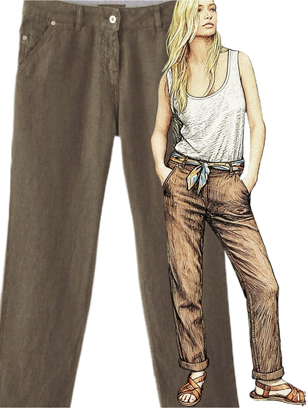 POETRY Heavy Linen Straight Leg Brown Jeans size 4 or 6 29"W 29"L